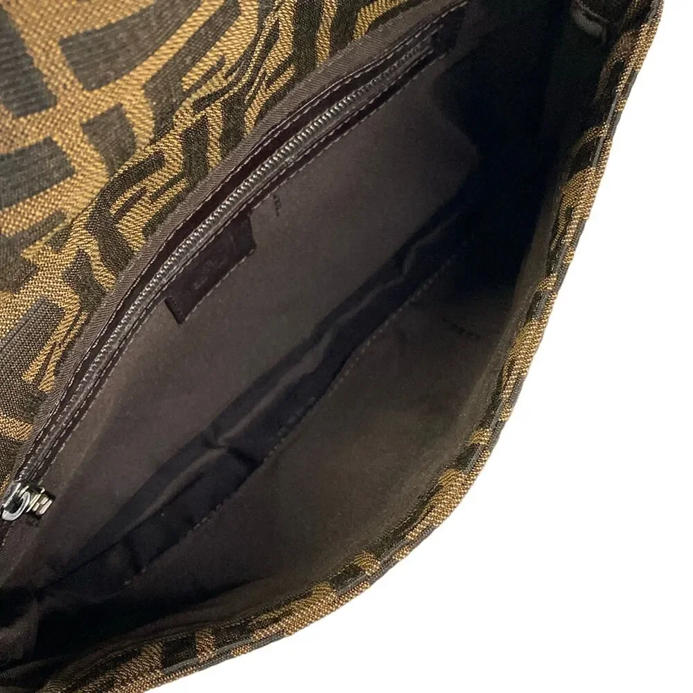 Fendi Mamma bucket / Zucchino pattern Handbag Brown Dark Brown Jacquard Leather